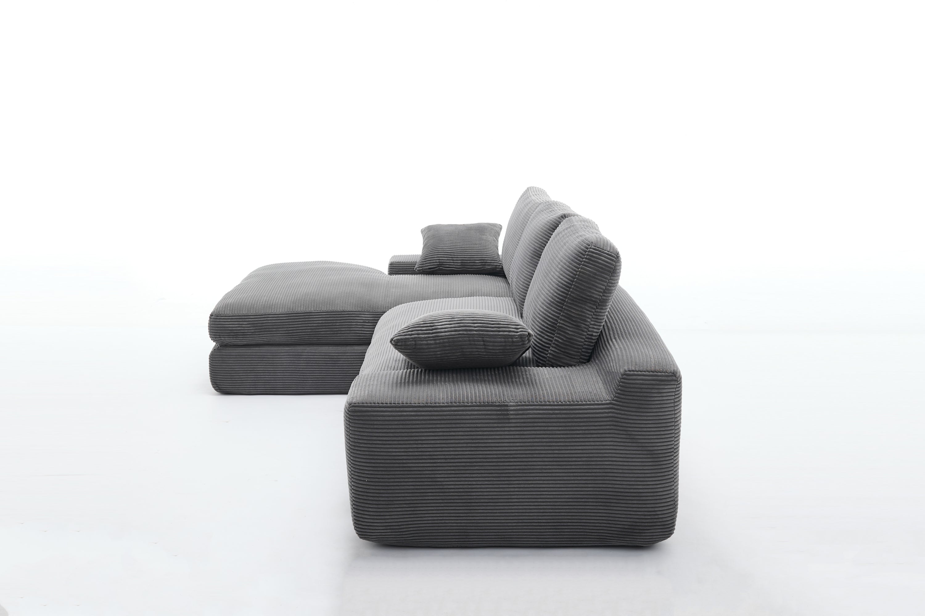 99*69' Modular Sectional Living Room Sofa Set, Modern Minimalist Style Couch, Upholstered Sleeper Sofa for Living Room, Bedroom, 2 PC Free Combination, Installation-free Sofa, L-Shape, Grey