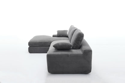 99*69' Modular Sectional Living Room Sofa Set, Modern Minimalist Style Couch, Upholstered Sleeper Sofa for Living Room, Bedroom, 2 PC Free Combination, Installation-free Sofa, L-Shape, Grey