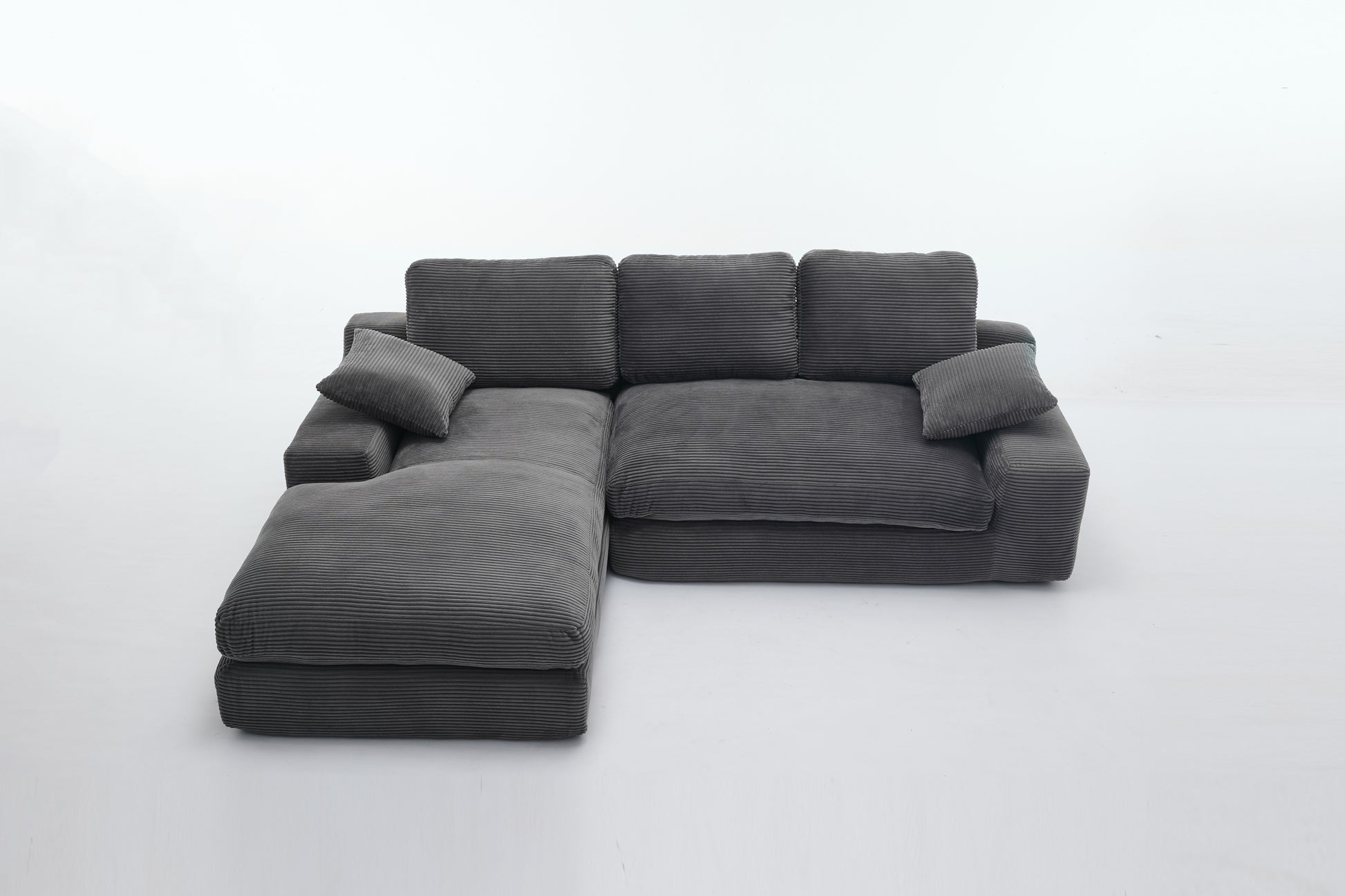 99*69' Modular Sectional Living Room Sofa Set, Modern Minimalist Style Couch, Upholstered Sleeper Sofa for Living Room, Bedroom, 2 PC Free Combination, Installation-free Sofa, L-Shape, Grey