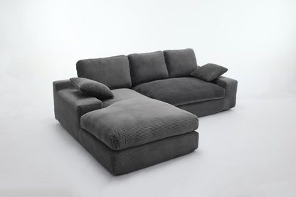 99*69' Modular Sectional Living Room Sofa Set, Modern Minimalist Style Couch, Upholstered Sleeper Sofa for Living Room, Bedroom, 2 PC Free Combination, Installation-free Sofa, L-Shape, Grey