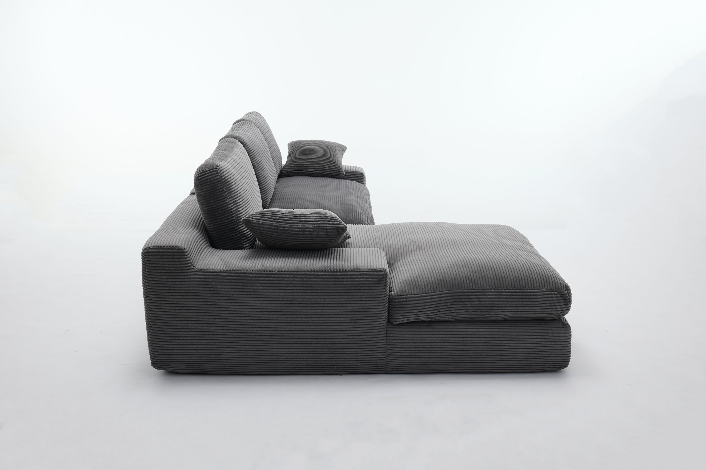 99*69' Modular Sectional Living Room Sofa Set, Modern Minimalist Style Couch, Upholstered Sleeper Sofa for Living Room, Bedroom, 2 PC Free Combination, Installation-free Sofa, L-Shape, Grey