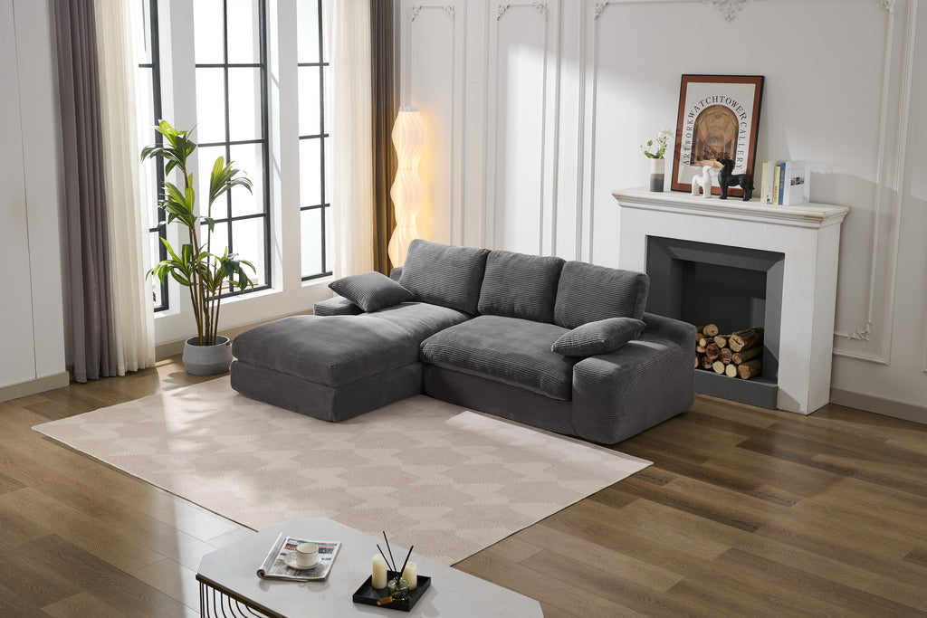 99*69' Modular Sectional Living Room Sofa Set, Modern Minimalist Style Couch, Upholstered Sleeper Sofa for Living Room, Bedroom, 2 PC Free Combination, Installation-free Sofa, L-Shape, Grey