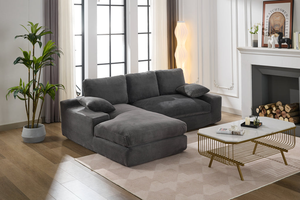 99*69' Modular Sectional Living Room Sofa Set, Modern Minimalist Style Couch, Upholstered Sleeper Sofa for Living Room, Bedroom, 2 PC Free Combination, Installation-free Sofa, L-Shape, Grey