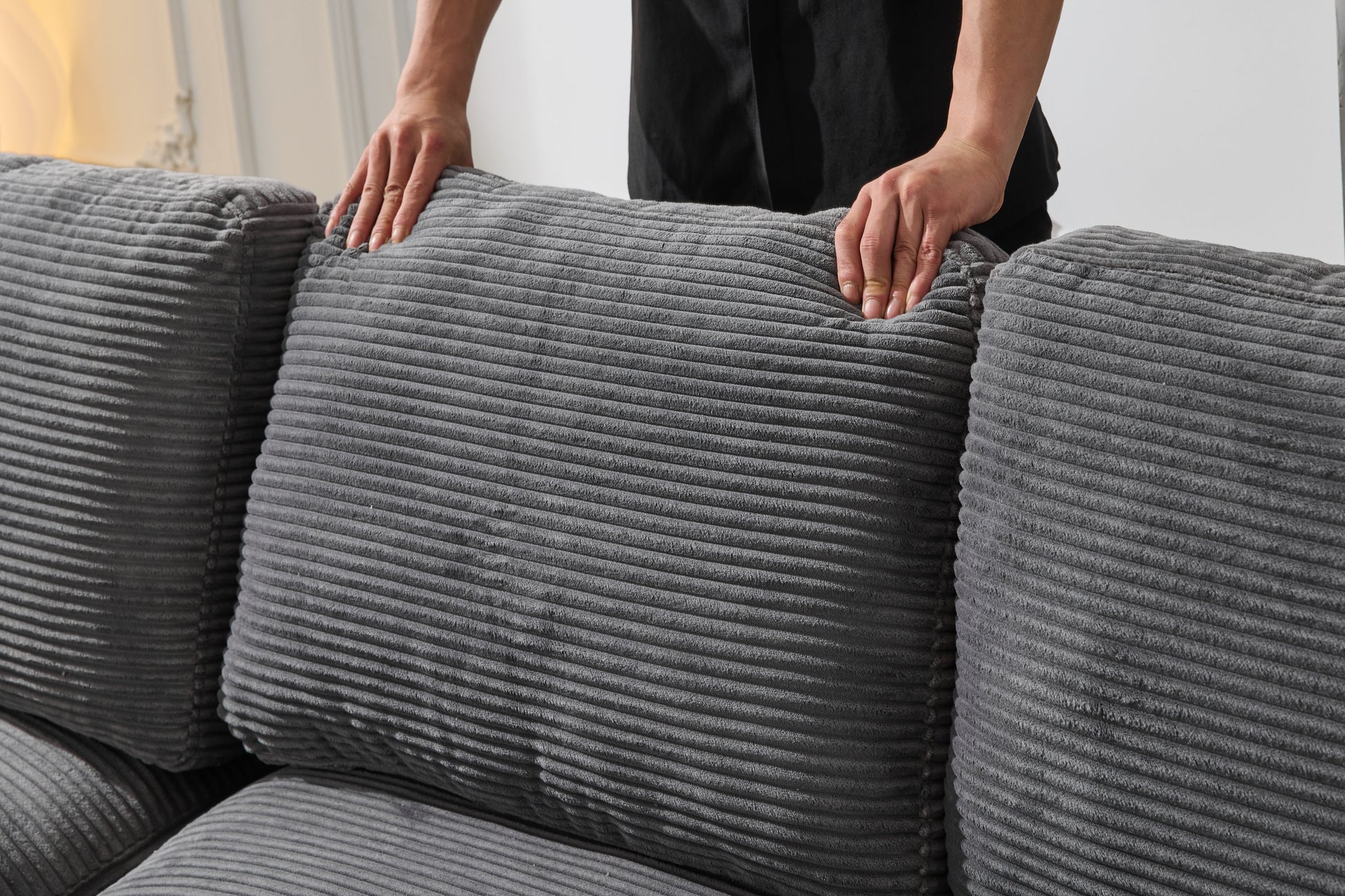 99*69' Modular Sectional Living Room Sofa Set, Modern Minimalist Style Couch, Upholstered Sleeper Sofa for Living Room, Bedroom, 2 PC Free Combination, Installation-free Sofa, L-Shape, Grey