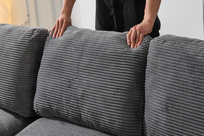99*69' Modular Sectional Living Room Sofa Set, Modern Minimalist Style Couch, Upholstered Sleeper Sofa for Living Room, Bedroom, 2 PC Free Combination, Installation-free Sofa, L-Shape, Grey