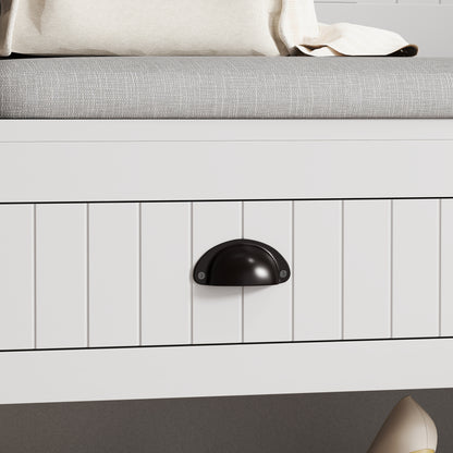 Modern Grey 3-in-1 Hallway Hall Tree with Storage Drawers, Coat Rack, Shoe Rack Bench, and Cushion Hall Tree