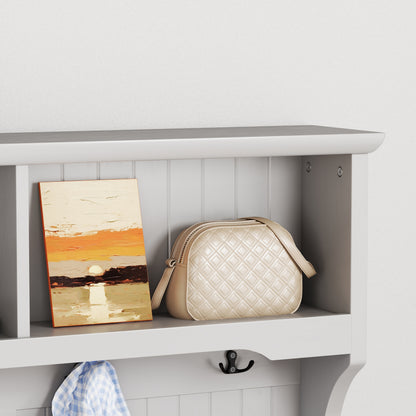 Modern Grey 3-in-1 Hallway Hall Tree with Storage Drawers, Coat Rack, Shoe Rack Bench, and Cushion Hall Tree