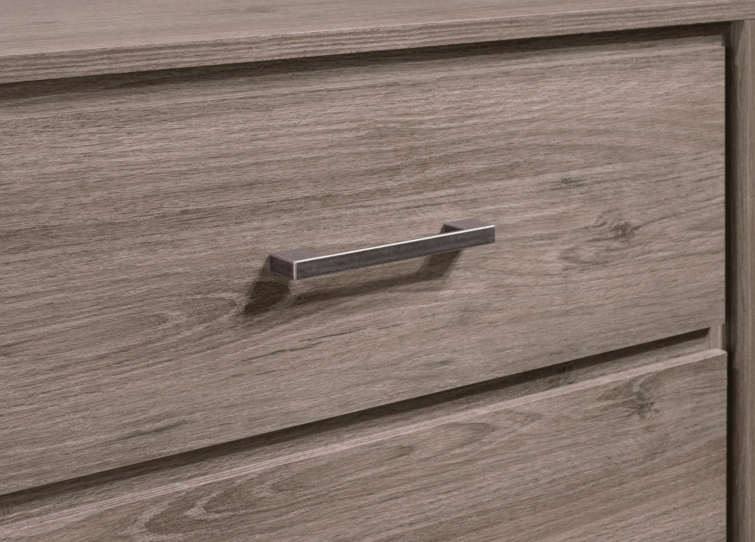 1pc Contemporary 2-Drawer Storage Nightstand Metal Handle Grey Oak Finish