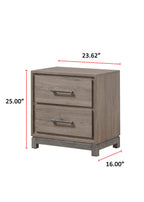 1pc Contemporary 2-Drawer Storage Nightstand Metal Handle Grey Oak Finish