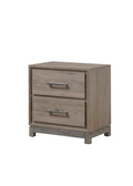 1pc Contemporary 2-Drawer Storage Nightstand Metal Handle Grey Oak Finish