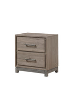 1pc Contemporary 2-Drawer Storage Nightstand Metal Handle Grey Oak Finish