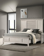 1pc King Size Bed Contemporary Style Light Wood Finish Louvered Headboard Design Beige Finish