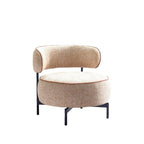 Light Brown Finish Swivel Chair Metal Legs Contemporary Style Curved Backrest Contrast Welt Pocketed Coil Accent Chair