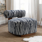 Contemporary Style 1pc Accent Chair Cylindrical Backrest High Density Foam Zebra Strip Fabric Midnight Blue Finish Primary Living Room Accent Chair