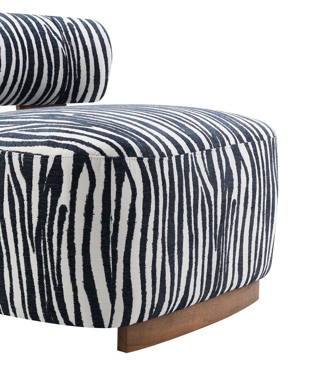 Contemporary Style 1pc Accent Chair Cylindrical Backrest High Density Foam Zebra Strip Fabric Midnight Blue Finish Primary Living Room Accent Chair