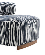 Contemporary Style 1pc Accent Chair Cylindrical Backrest High Density Foam Zebra Strip Fabric Midnight Blue Finish Primary Living Room Accent Chair