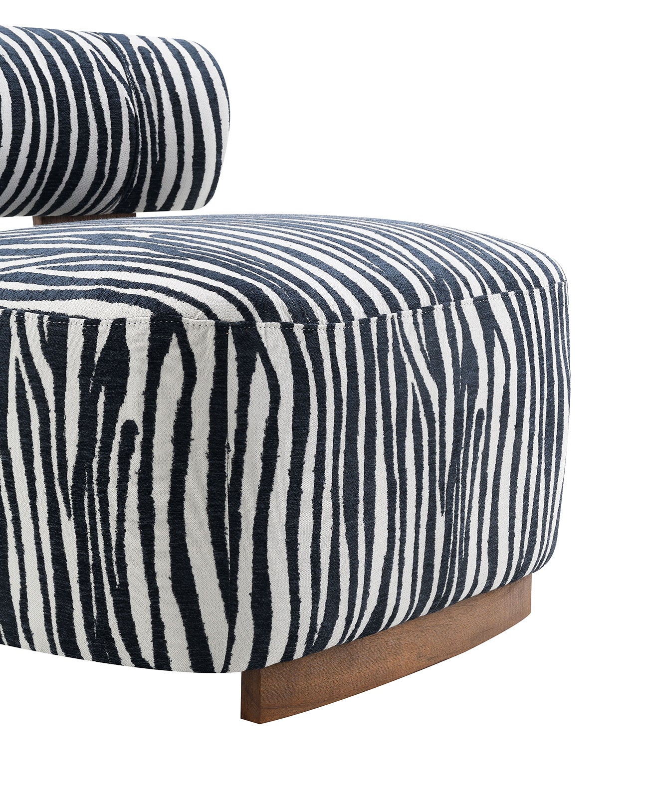 Contemporary Style 1pc Accent Chair Cylindrical Backrest High Density Foam Zebra Strip Fabric Midnight Blue Finish Primary Living Room Accent Chair