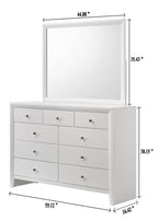 1pc Contemporary Modern 9-Drawer Dresser White Finish Round Knobs Bedroom Living Room Wooden Furniture