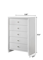 1pc Contemporary Modern 5-Drawer Chest White Finish Round Knobs Bedroom Living Room Wooden Furniture