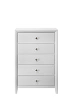 1pc Contemporary Modern 5-Drawer Chest White Finish Round Knobs Bedroom Living Room Wooden Furniture