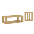2-Piece Modern 2 tier Rectangle Coffee Table Set for Living Room,Easy Assembly Coffee Tables, End Side Tables for Bedroom Office,Natural Color Coffee Table