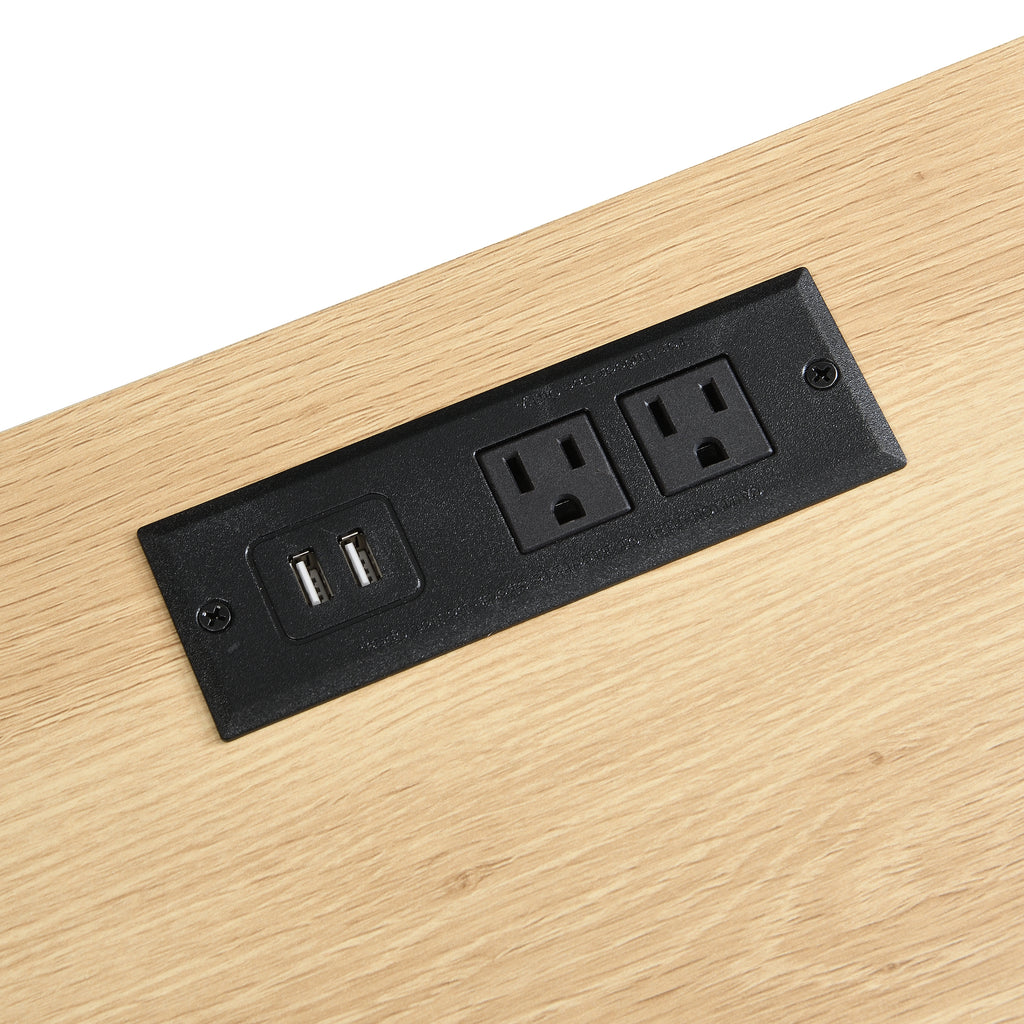 Charging Nightstand Set of 2, Bedside Tables with Charging Stations, Outlet/USB Bedside Tables with Drawer, Modern Set for Bedroom,Natural Color Nightstands