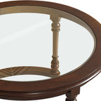 Modern Nesting Coffee Table Set with Glass and Solid Wood Frame Coffee Table