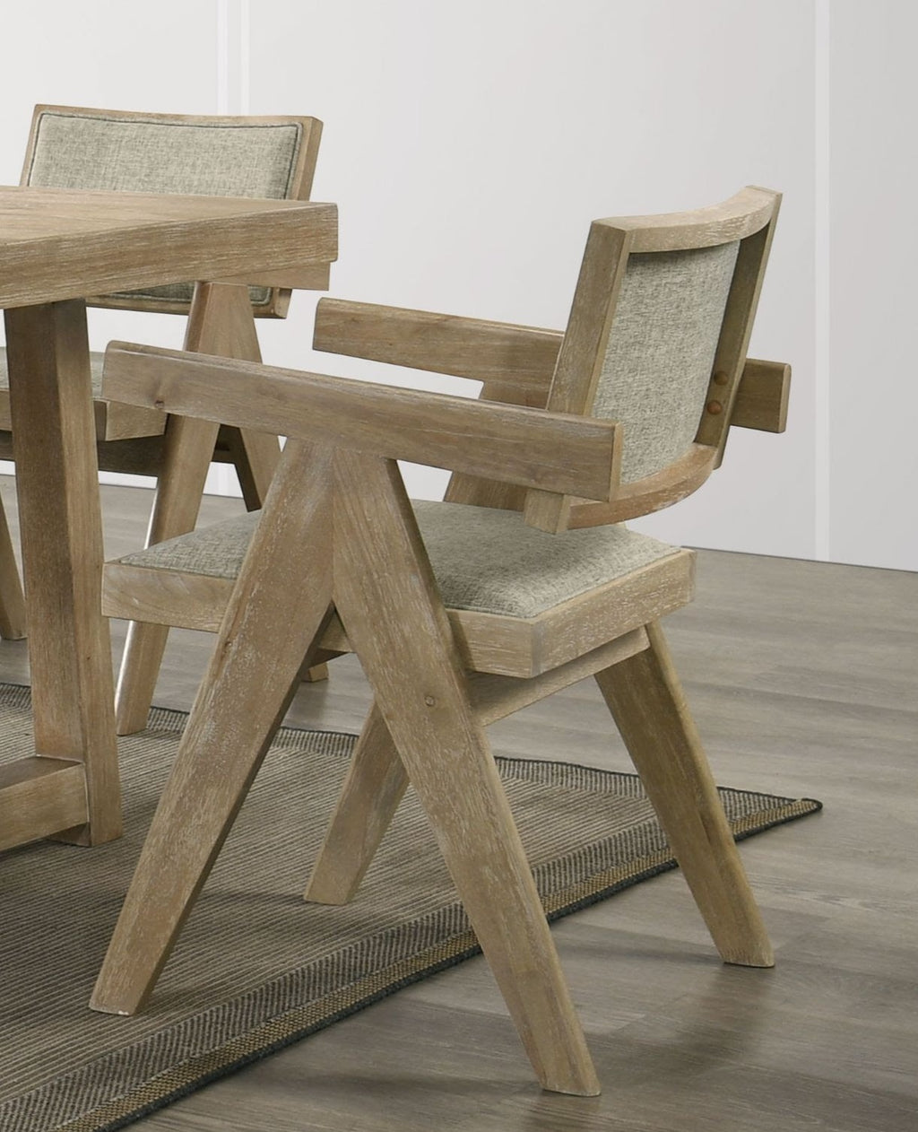 Dining Room Arm Chairs Oak Finish Upholstered Polyester Seat 2pc Dining Chairs Dining Room Furniture