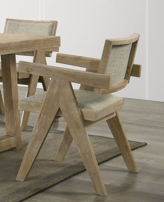 Dining Room Arm Chairs Oak Finish Upholstered Polyester Seat 2pc Dining Chairs Dining Room Furniture