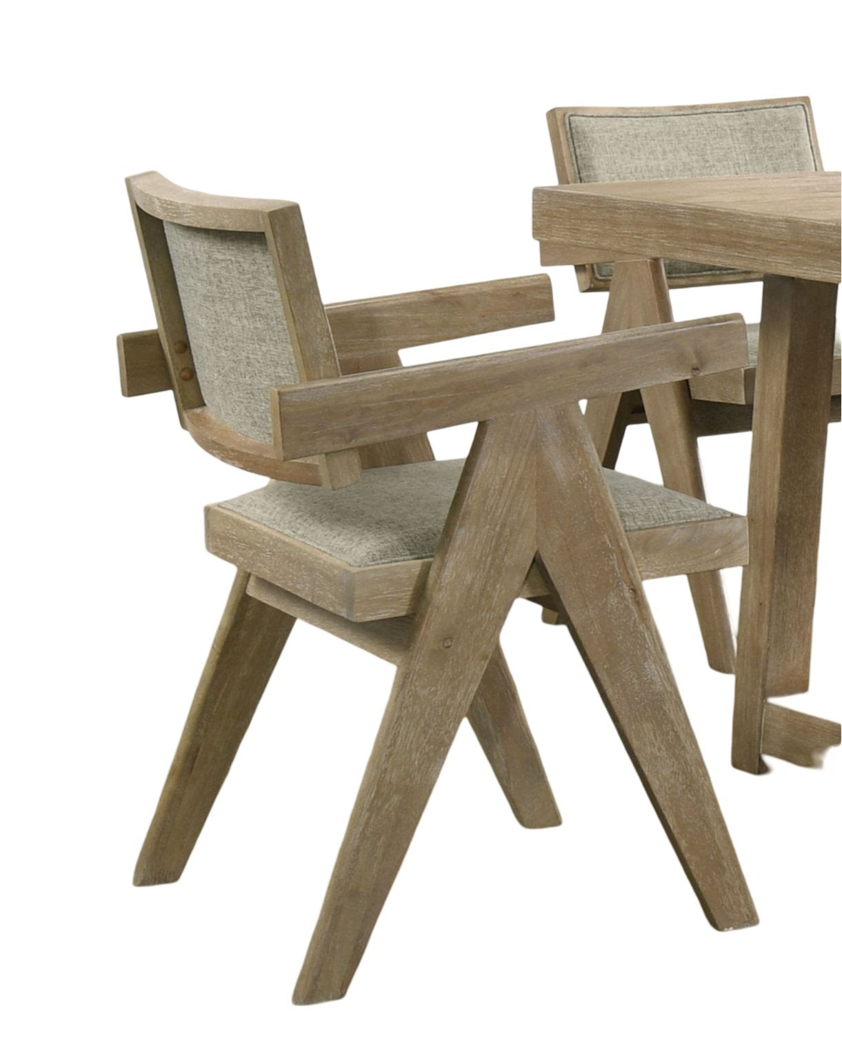 Dining Room Arm Chairs Oak Finish Upholstered Polyester Seat 2pc Dining Chairs Dining Room Furniture