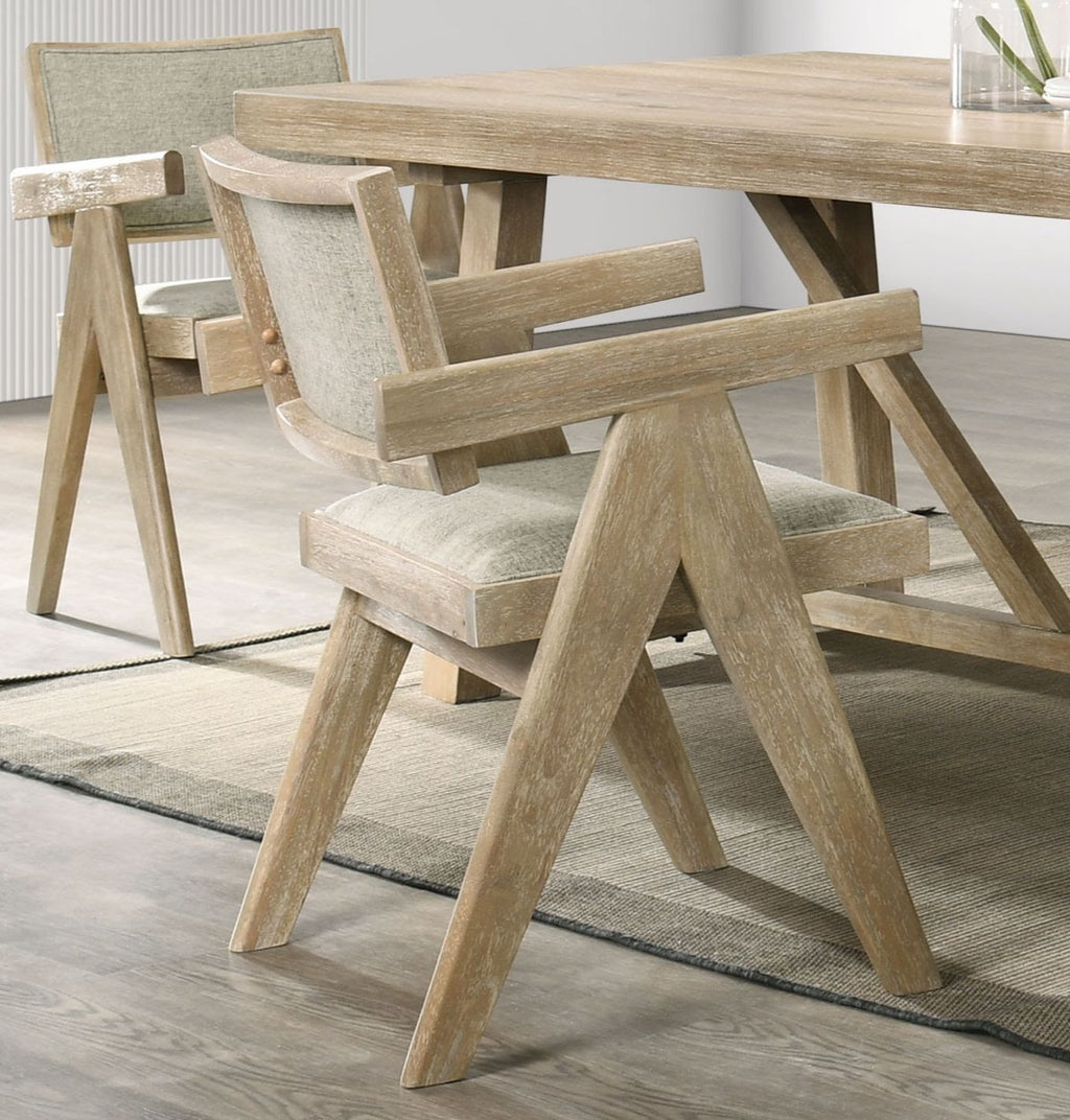 Dining Room Arm Chairs Oak Finish Upholstered Polyester Seat 2pc Dining Chairs Dining Room Furniture