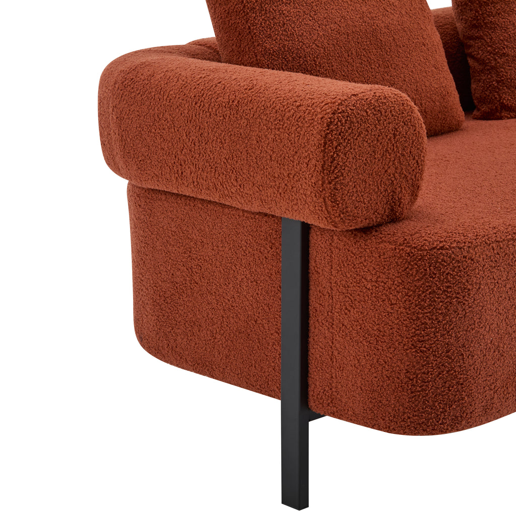 78' Modern 3-Seater Orange Upholstered Sofa, Oversized Comfy Couch with 3 Plush Pillows for Living Room, Bedroom, Apartment