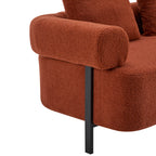 78' Modern 3-Seater Orange Upholstered Sofa, Oversized Comfy Couch with 3 Plush Pillows for Living Room, Bedroom, Apartment