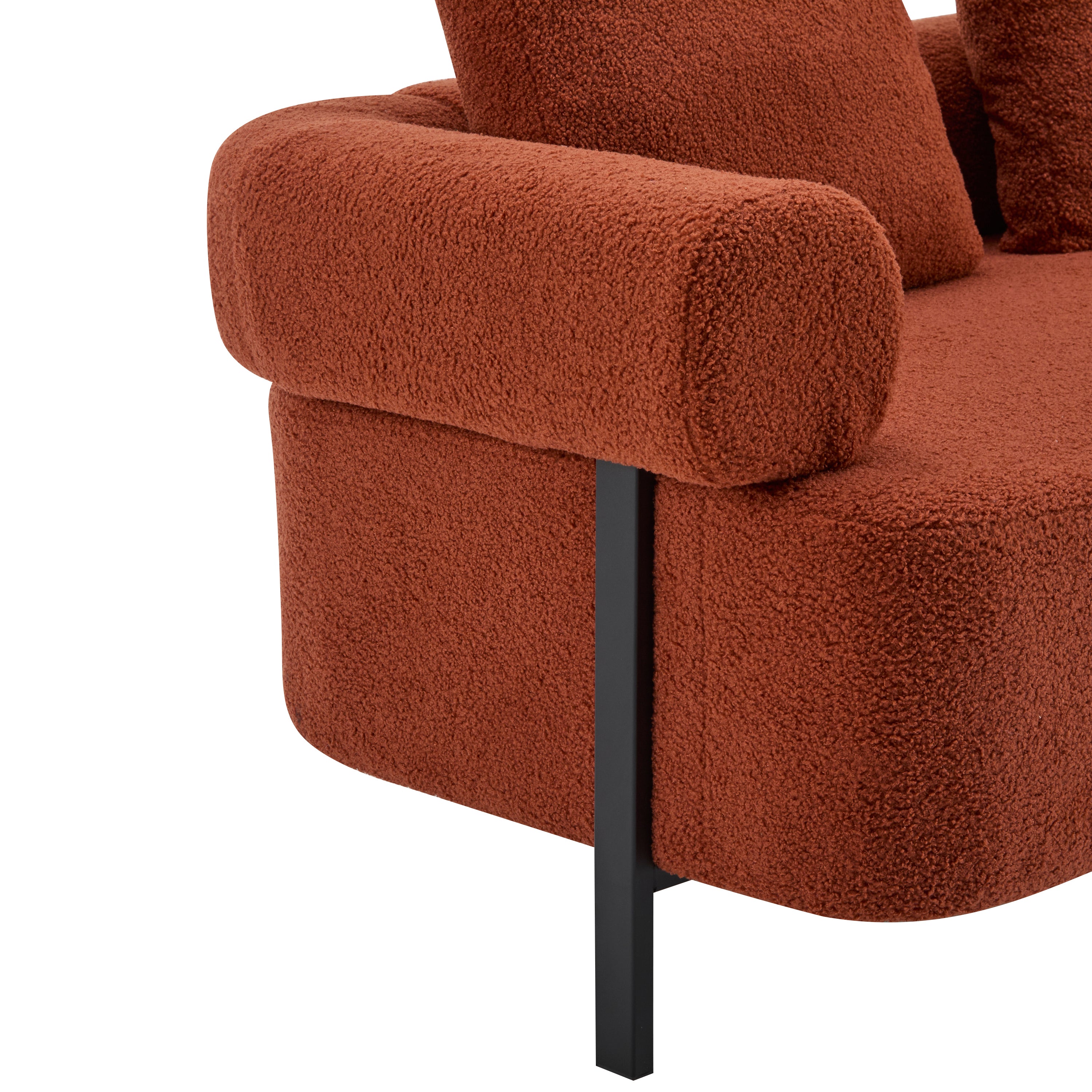 78' Modern 3-Seater Orange Upholstered Sofa, Oversized Comfy Couch with 3 Plush Pillows for Living Room, Bedroom, Apartment