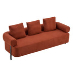 78' Modern 3-Seater Orange Upholstered Sofa, Oversized Comfy Couch with 3 Plush Pillows for Living Room, Bedroom, Apartment