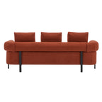 78' Modern 3-Seater Orange Upholstered Sofa, Oversized Comfy Couch with 3 Plush Pillows for Living Room, Bedroom, Apartment