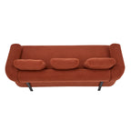78' Modern 3-Seater Orange Upholstered Sofa, Oversized Comfy Couch with 3 Plush Pillows for Living Room, Bedroom, Apartment