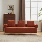 78' Modern 3-Seater Orange Upholstered Sofa, Oversized Comfy Couch with 3 Plush Pillows for Living Room, Bedroom, Apartment