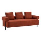 78' Modern 3-Seater Orange Upholstered Sofa, Oversized Comfy Couch with 3 Plush Pillows for Living Room, Bedroom, Apartment