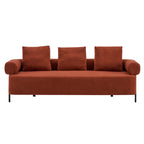 78' Modern 3-Seater Orange Upholstered Sofa, Oversized Comfy Couch with 3 Plush Pillows for Living Room, Bedroom, Apartment