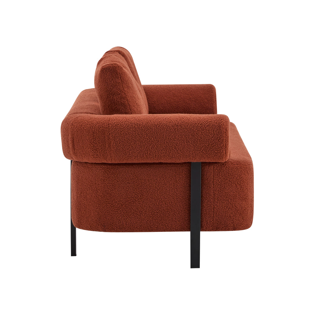 78' Modern 3-Seater Orange Upholstered Sofa, Oversized Comfy Couch with 3 Plush Pillows for Living Room, Bedroom, Apartment