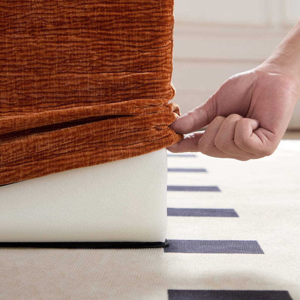 Accent Armless Chair Lazy Floor Seating, Fireside Chair Sofa Lounger Leisure Accent Single Couch with Backrest for Living Room, Bedroom, Office, Single Seat, ORANGE