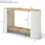 Contemporary Oval End Table with Storage in White and Natural.