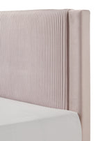1pc Contemporary Plush Upholstered Headboard Ribbed Texture Low-profile Frame Unobtrusive Legs Youth Kids Twin Platform Bed Pink Bedroom Furniture