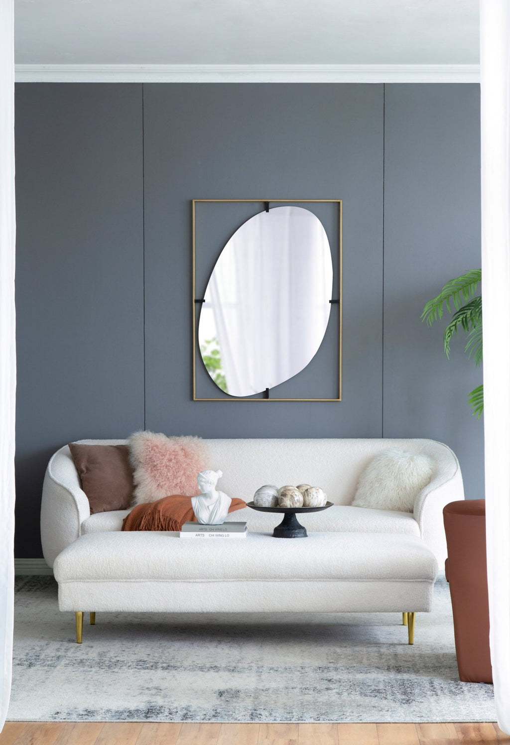 30x1x40" Poppy Mirror with Gold Metal Frame Contemporary Design Wall Decor for Bathroom, Entryway Wall Decor - Groovy Boardz