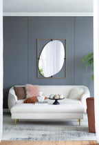 30x1x40" Poppy Mirror with Gold Metal Frame Contemporary Design Wall Decor for Bathroom, Entryway Wall Decor - Groovy Boardz