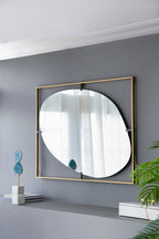 30x1x40" Poppy Mirror with Gold Metal Frame Contemporary Design Wall Decor for Bathroom, Entryway Wall Decor - Groovy Boardz
