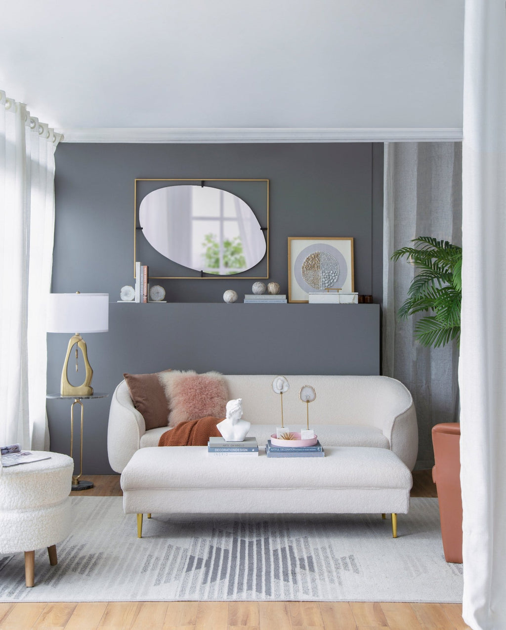 30x1x40" Poppy Mirror with Gold Metal Frame Contemporary Design Wall Decor for Bathroom, Entryway Wall Decor - Groovy Boardz