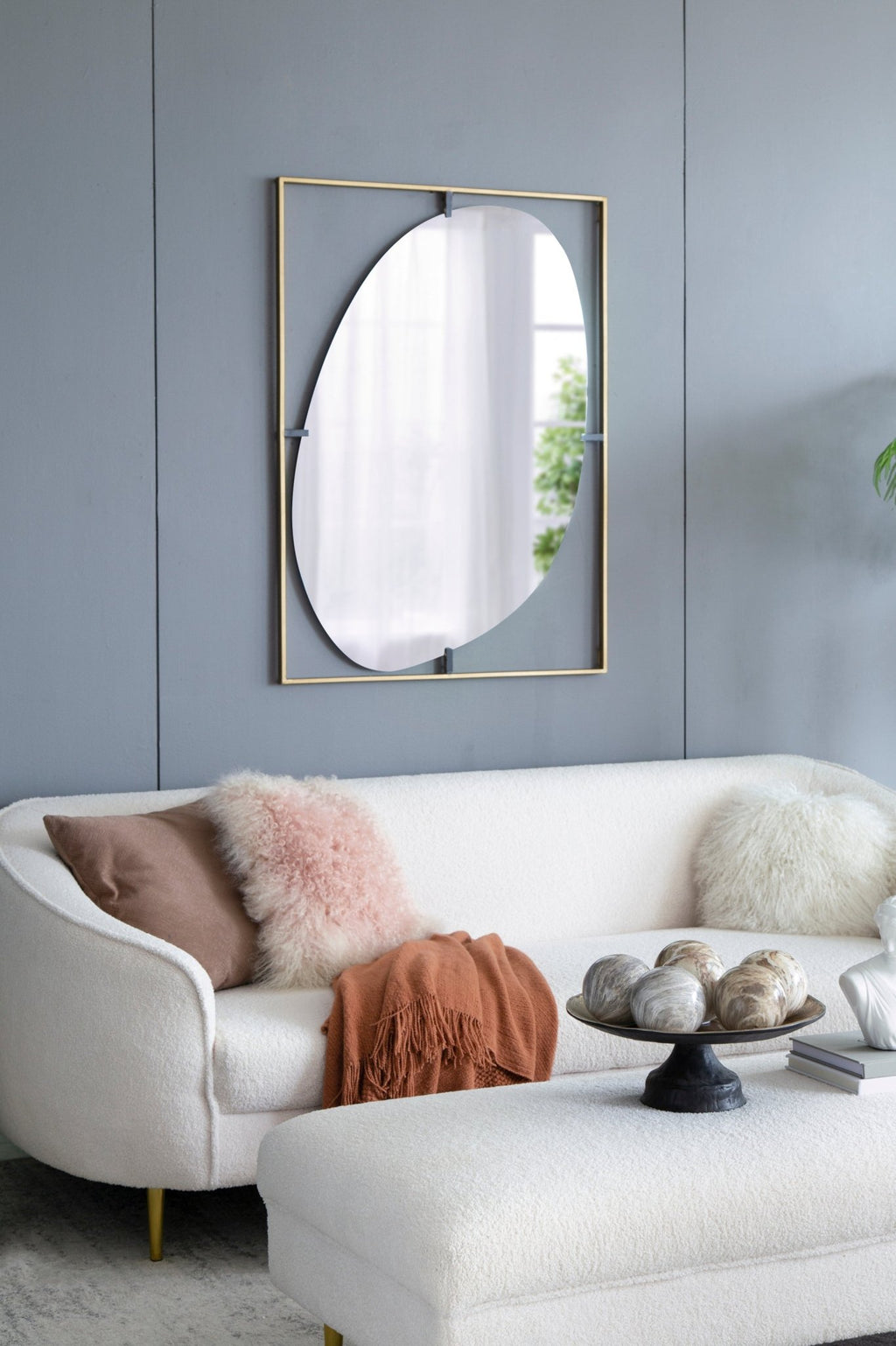 30x1x40" Poppy Mirror with Gold Metal Frame Contemporary Design Wall Decor for Bathroom, Entryway Wall Decor - Groovy Boardz