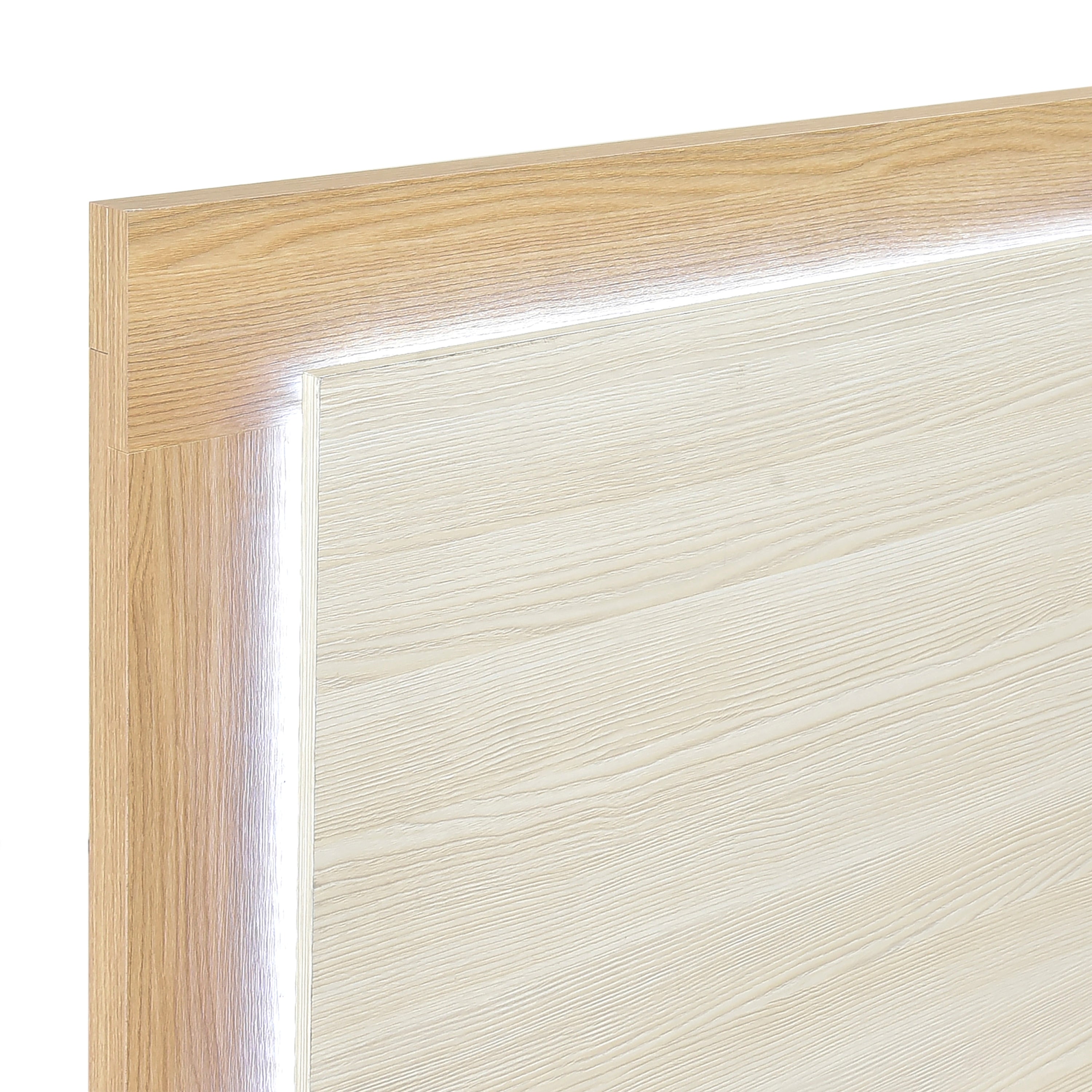 Contemporary Natural and White Finish Queen Size Bed LED Panel Headboard Wooden Bedroom Furniture 1pc